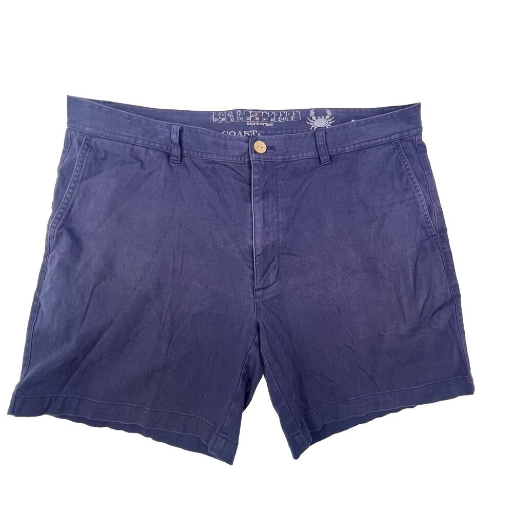 Coast Dock Preppy Boating Shorts Men’s 38 Navy Blue Flat Front Chino Nautical